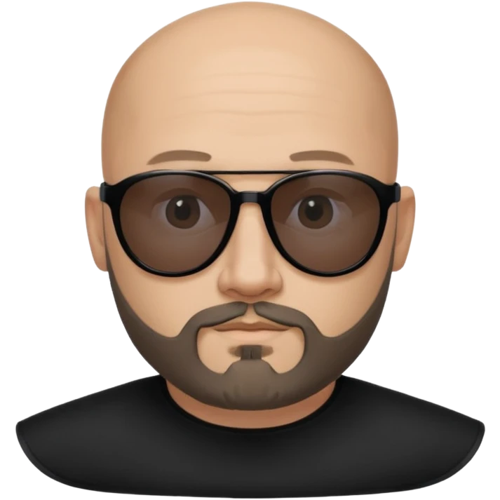 Bald man, wearing black fashion sunglasses, goatee beard emoji