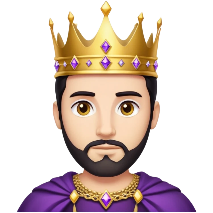 White King, dark hair, short beard, golden crown, black clothes, purple diamonds  emoji