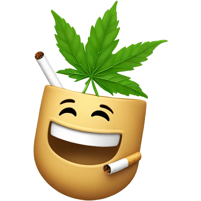 Pot leaf smiling with cigarette emoji