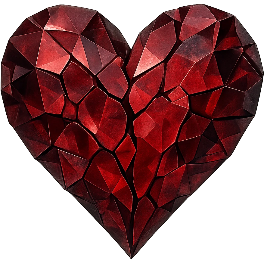 heart with a shattered gemstone effect, remove background emoji