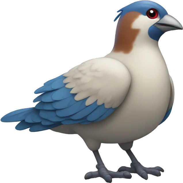 Create blue pidgey on white background with Hello! word emoji