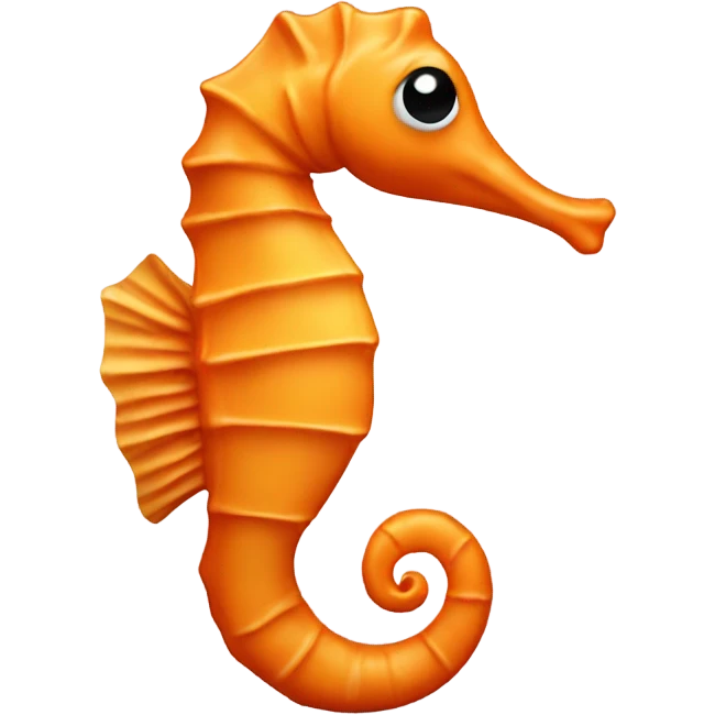 A sea horse that is completely orange with black and white eyes emoji