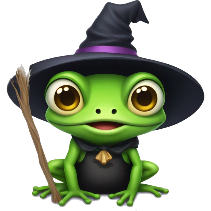 Frog dressed as a witch emoji