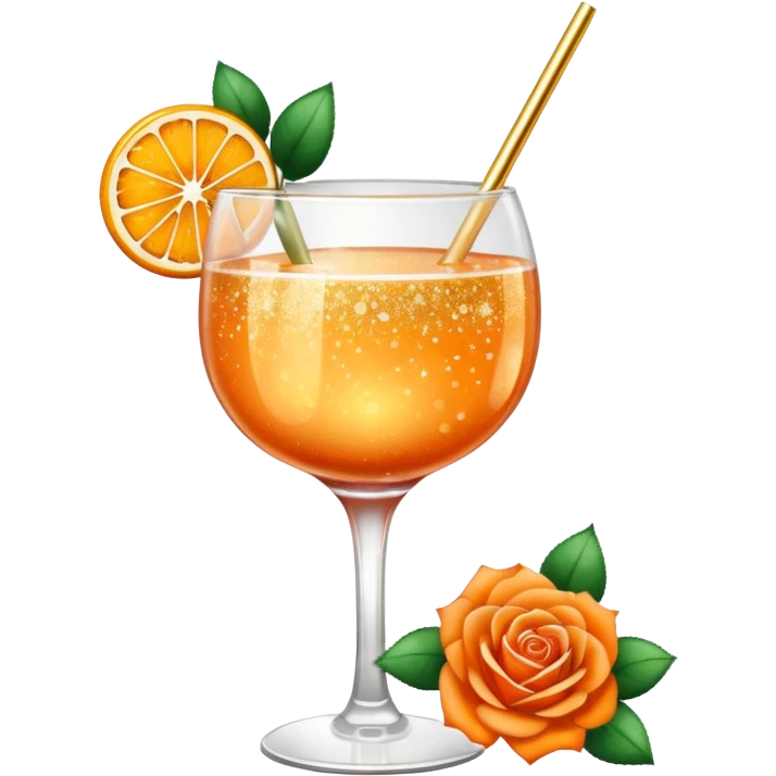 Glittery orange coloring with roses gold mocktail emoji