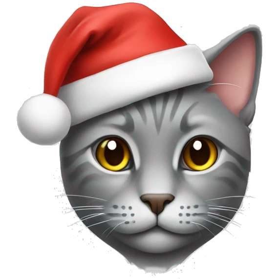 Grey cat Santa hat emoji