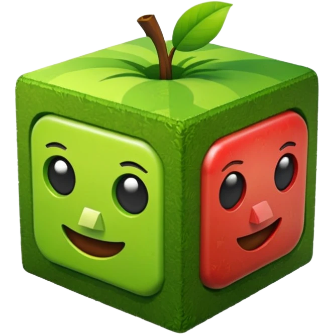 3D Apple style emoticons for Minecraft grass blocks, cube shaped with grass at the top and a plot below emoji