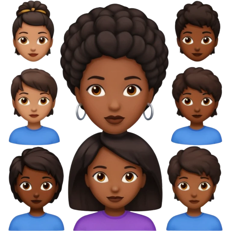 black woman emojis with different types of hair emoji