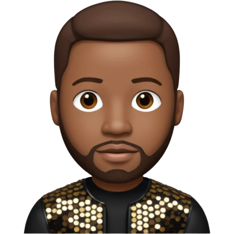 Wanya Morris from Boyz II Men with dark brown hair, black sequin outfit emoji