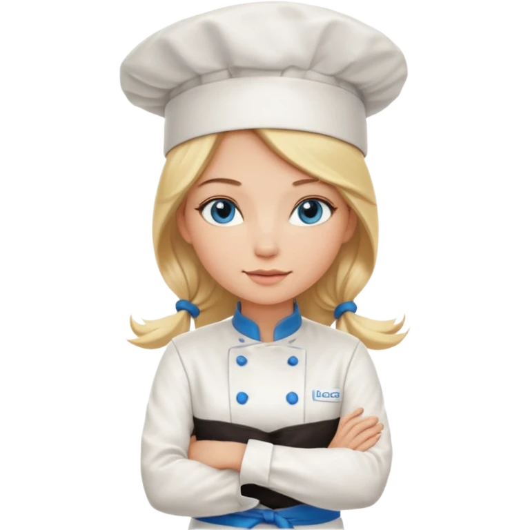 Beautiful, sexy,  long blonde hair, blue eyed, full lips female chef arms folded  emoji