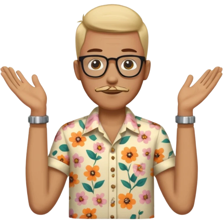 flowered hipster shirt long armed emoji
