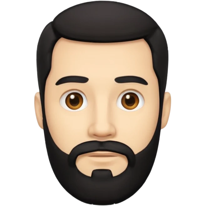 men without winkles with beard and black hair emoji