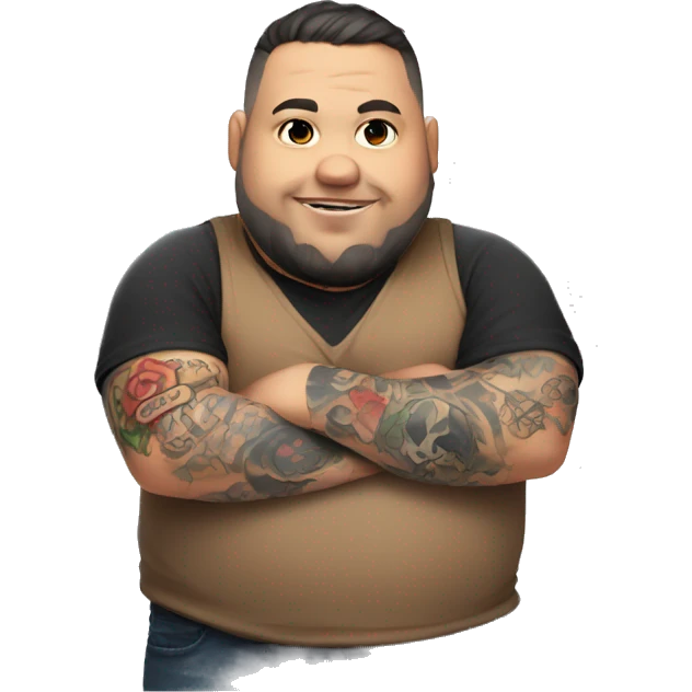chibi chubby gamer dad w/ tattoo on his right arm emoji