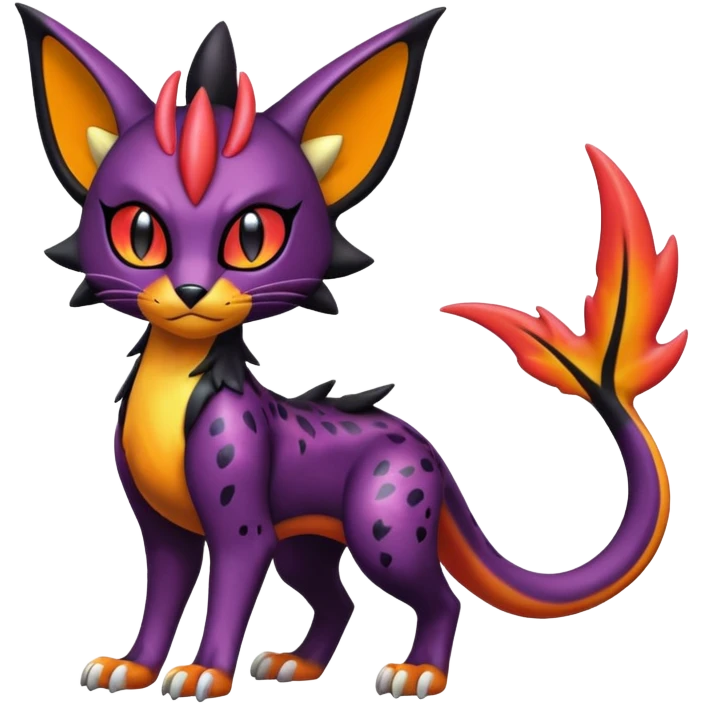 Spooky Colorful Glossy Shiny Liepard-Noivern-Litten-Sprigatito-Pokémon-fusion-creature (full body) emoji