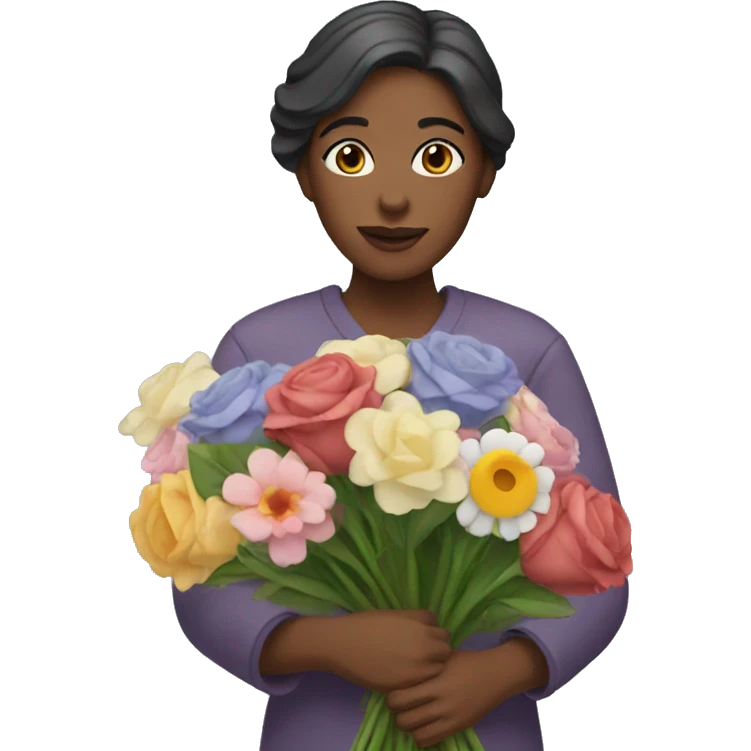Woman with bouquet of flowers emoji