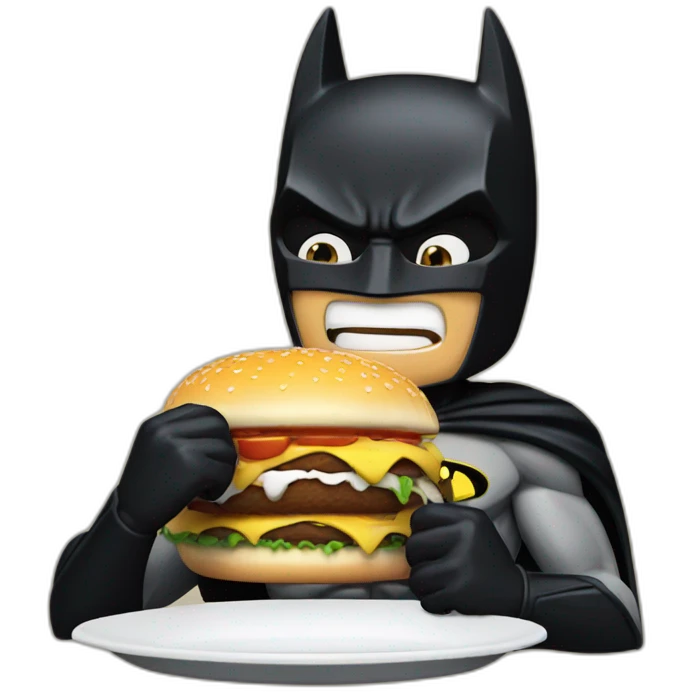 Batman eating hamburger emoji