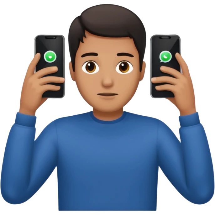 a guy holding 1 smartphone with both hands horizontally on top of his forehead emoji