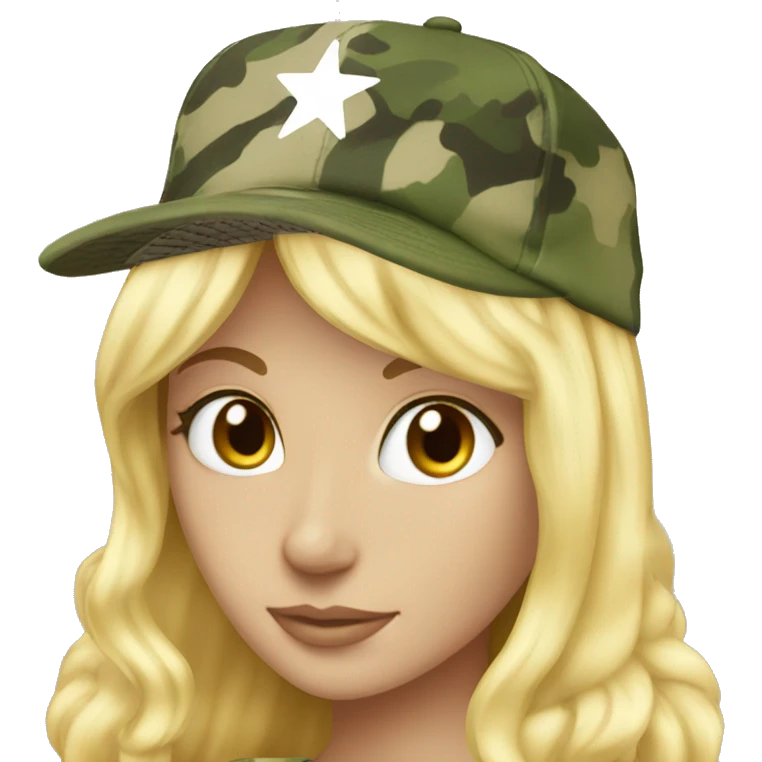 Camo hat on blonde princess emoji