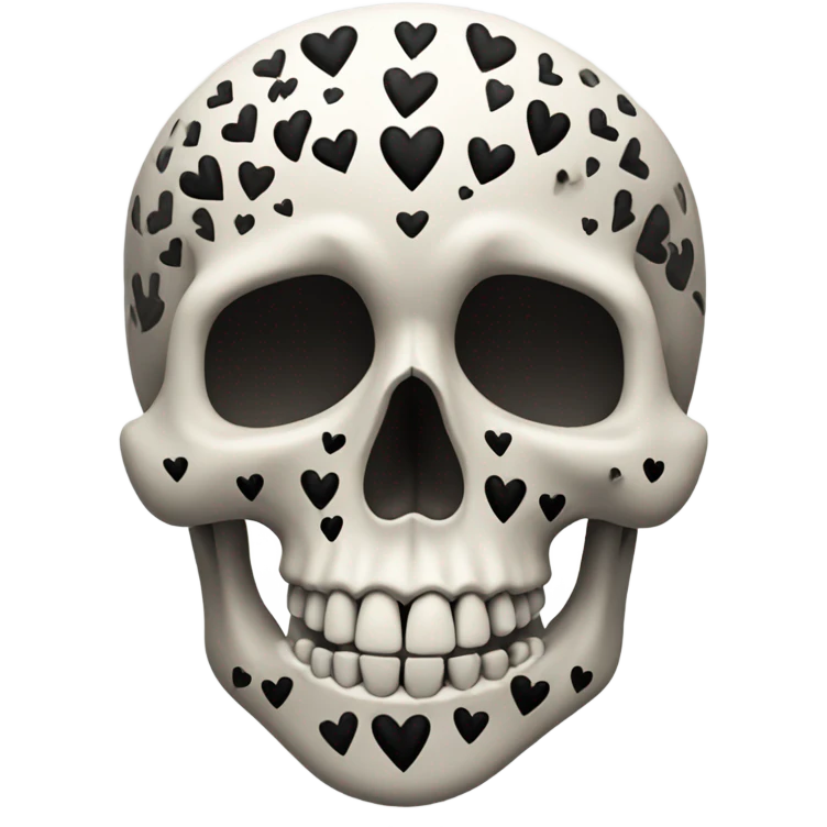 skull with black hearts around i emoji