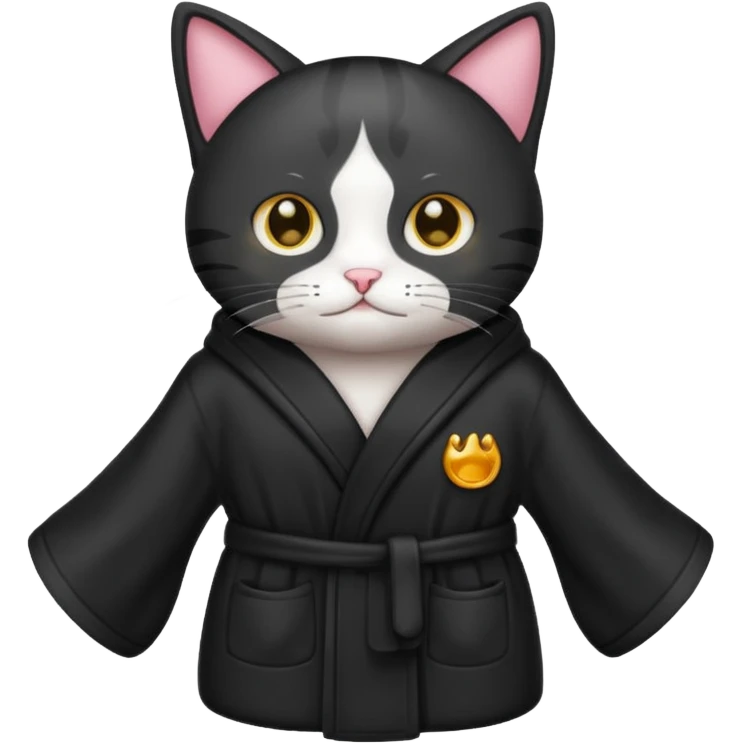 black ,cat with bathrope full body emoji