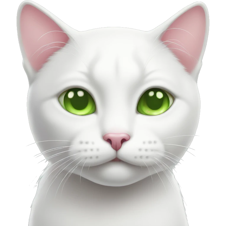 white cat with green eyes and pink nose  emoji