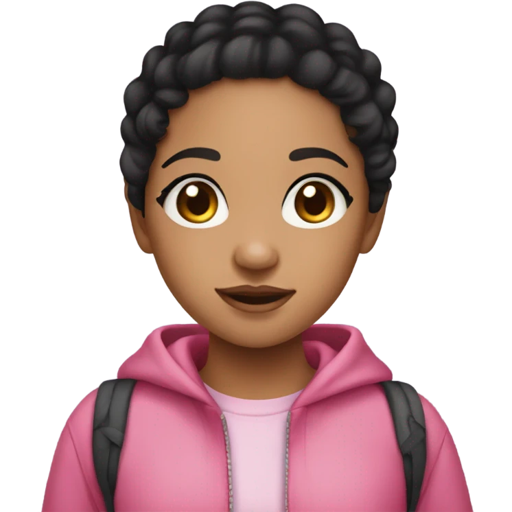 Cute biracial girl with black hair and pink clothes  emoji