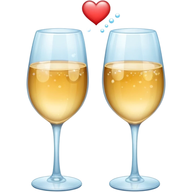 two glasses touching each other in a toast with a heart in the background emoji