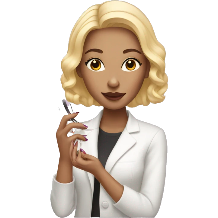 A light-skinned woman does a manicure emoji
