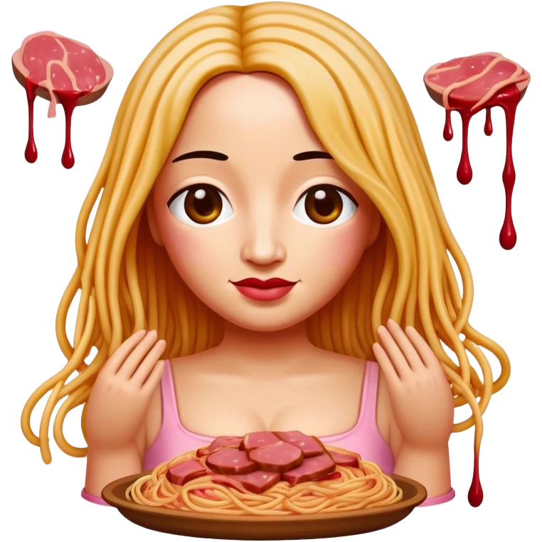  SPAM meat melted pink dripping sauce spaghetti dress monalisa portrait emoji