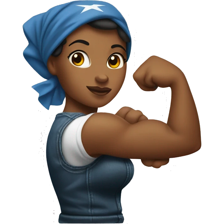 Rosie the Riveter shows biceps emoji