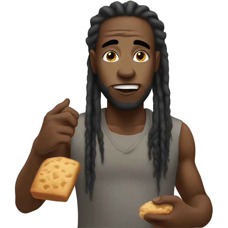 Black man with dreadlocks hungry emoji