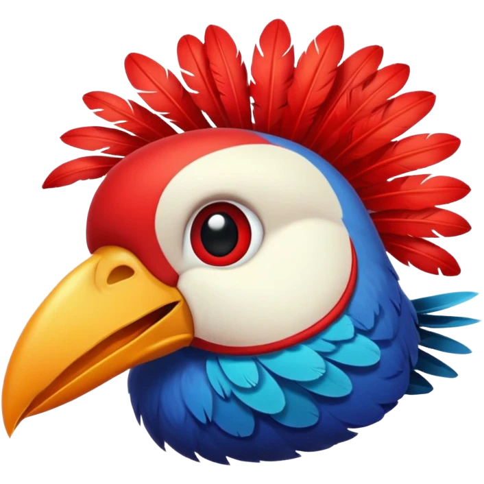 A bird carrying a red flower in its mouse  emoji