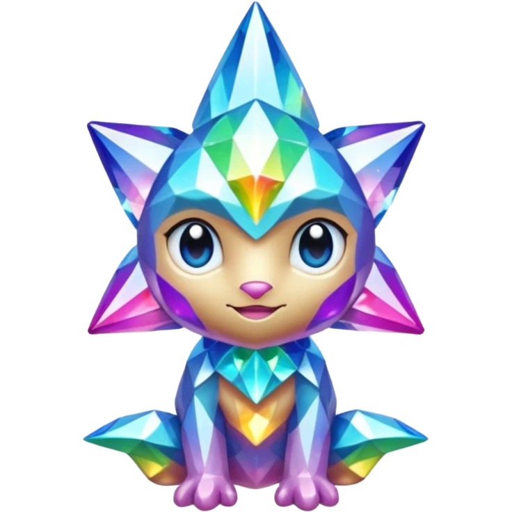Glitter-dusted Crystaline Light-refracting Prismatic Pokémon-Fakémon-Digimon-Creature, (full body) emoji
