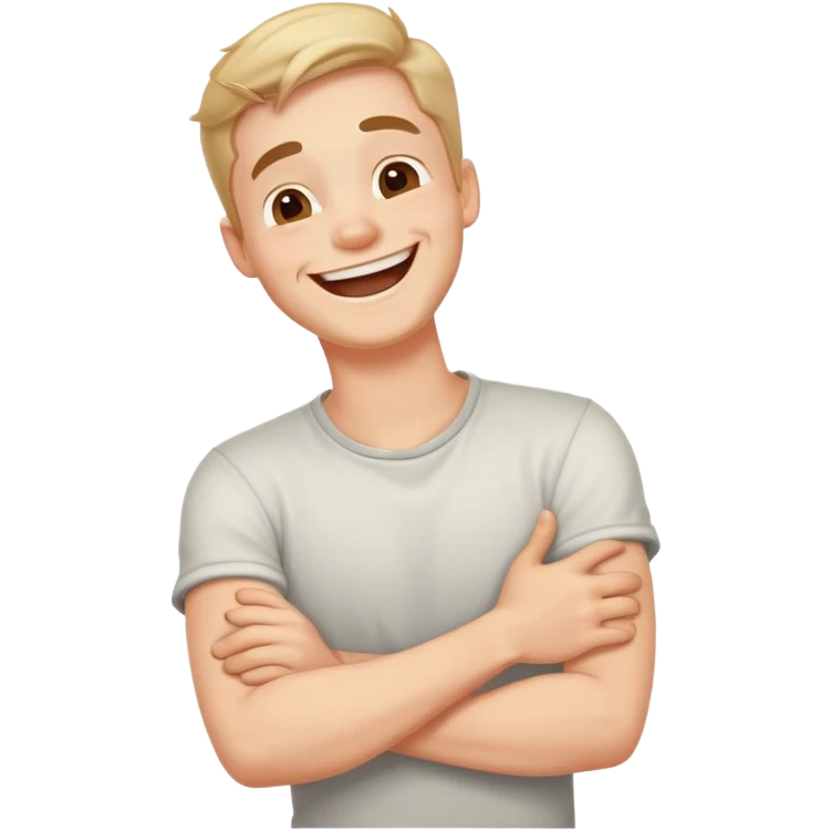 arms crossed holding neck laughing guy emoji
