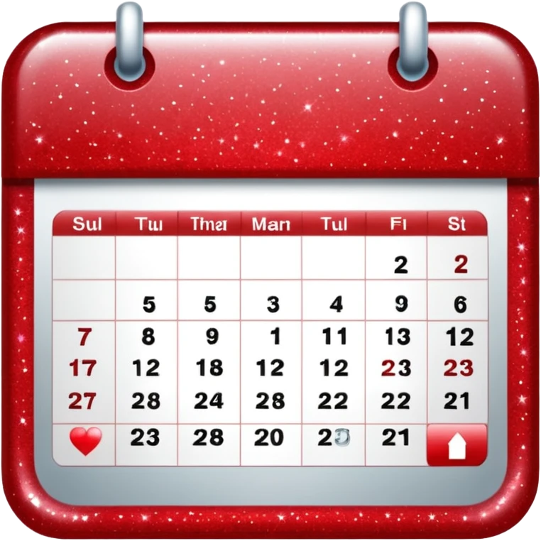 red glitter calendar emoji