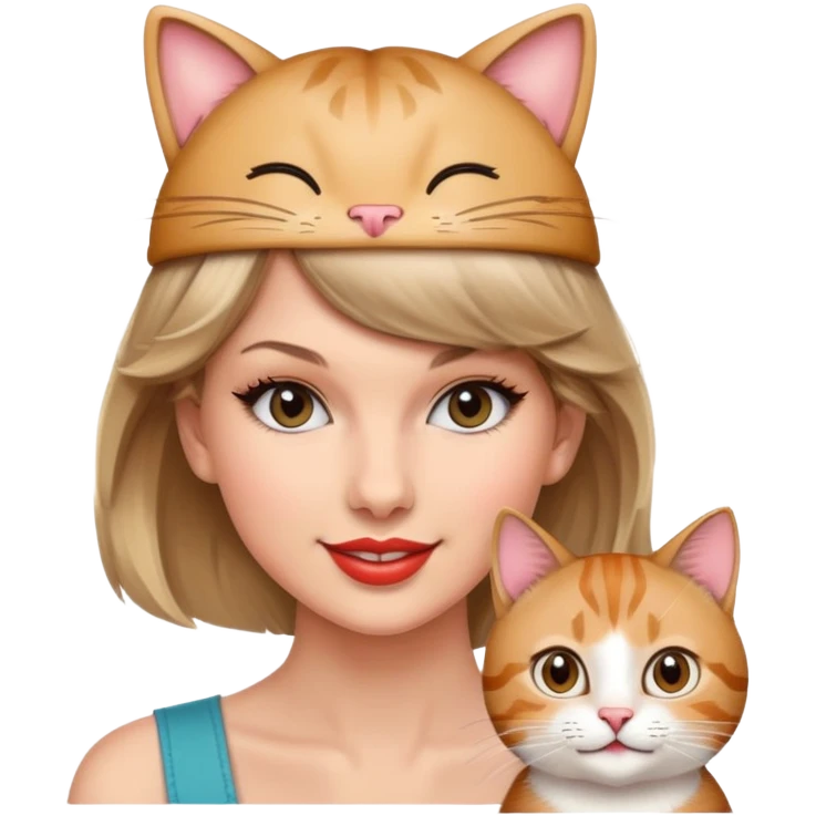 Taylor swift with a cat on her head  emoji