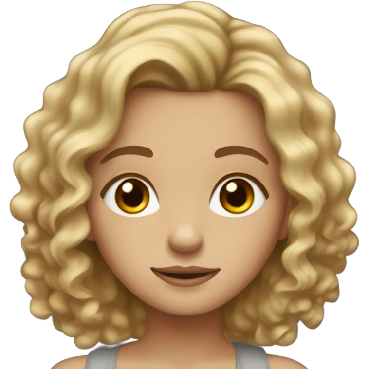 dark blonde girl with wavy hair and hazel eyes emoji