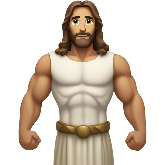 Jesus with muscles flexing emoji