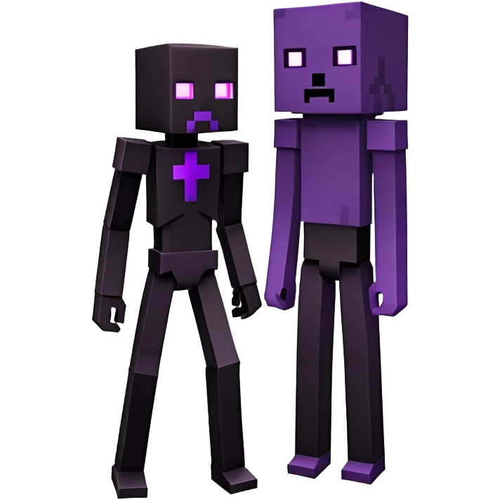 Minecraft Enderman full body, tall black blocky character with purple eyes emoji