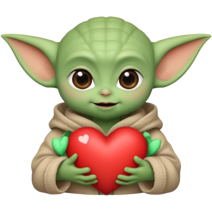 Baby yoda with heart emoji