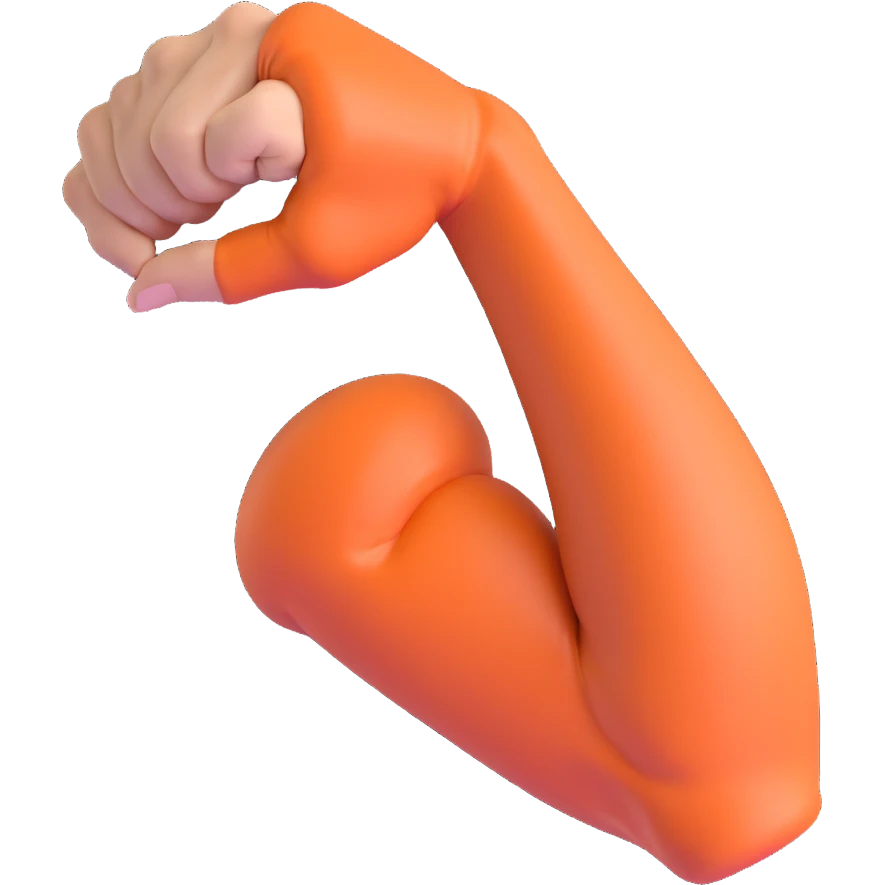 a flexed bicep that appears broken with a clear visual indication of the break or injury emoji