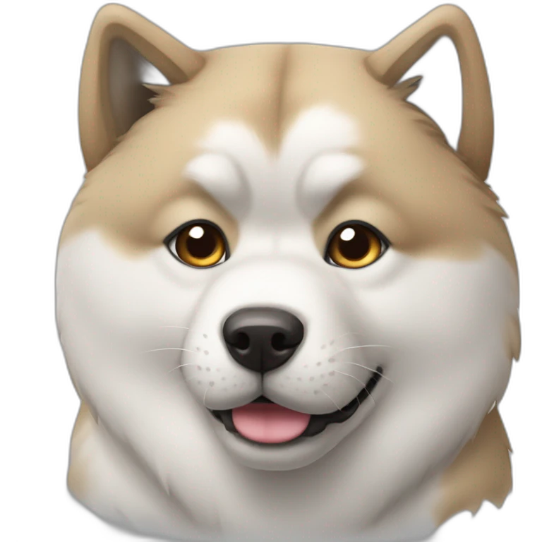 Akita inu with grey cat  emoji