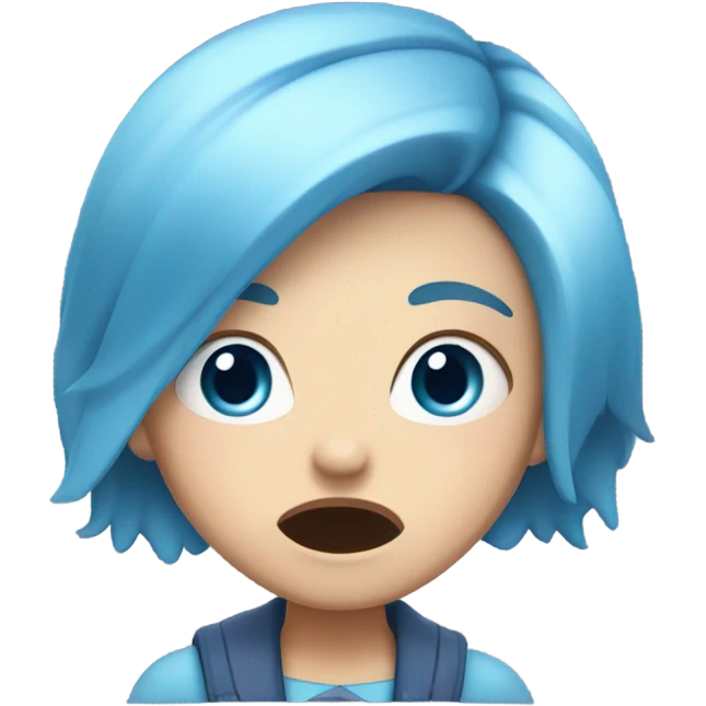 white skin girl with blue hair is shocked emoji