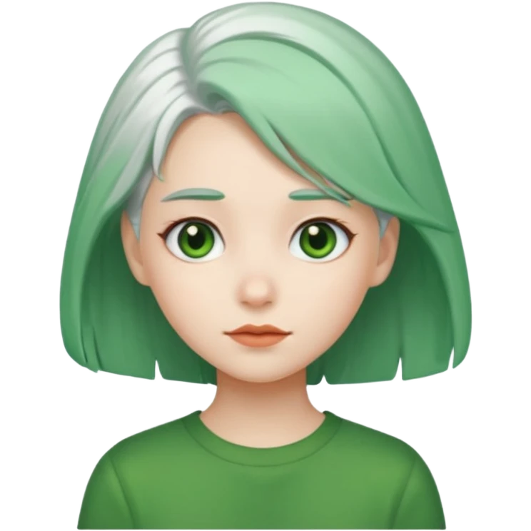 girl with white hair and green hair clip emoji