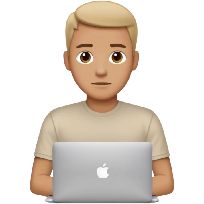 a man behind mackbook the man being little visible form the frony emoji
