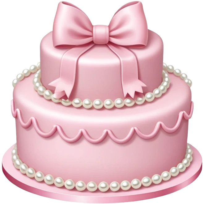 light pink cake decorated with pearls and a light pink bow on top emoji