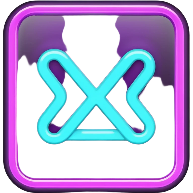futuristic minimalistic emoji icon, letters "N" formed by three glowing digital lines representing Storm, Atom and NoizeGames, neon purple (#8B5CF6) and cyan (#00E0FF) on dark background, modern tech style, 1:1 aspect ratio emoji