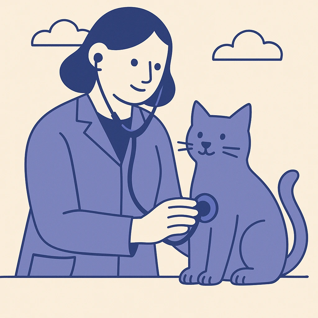 veterinarian examining a cat emoji