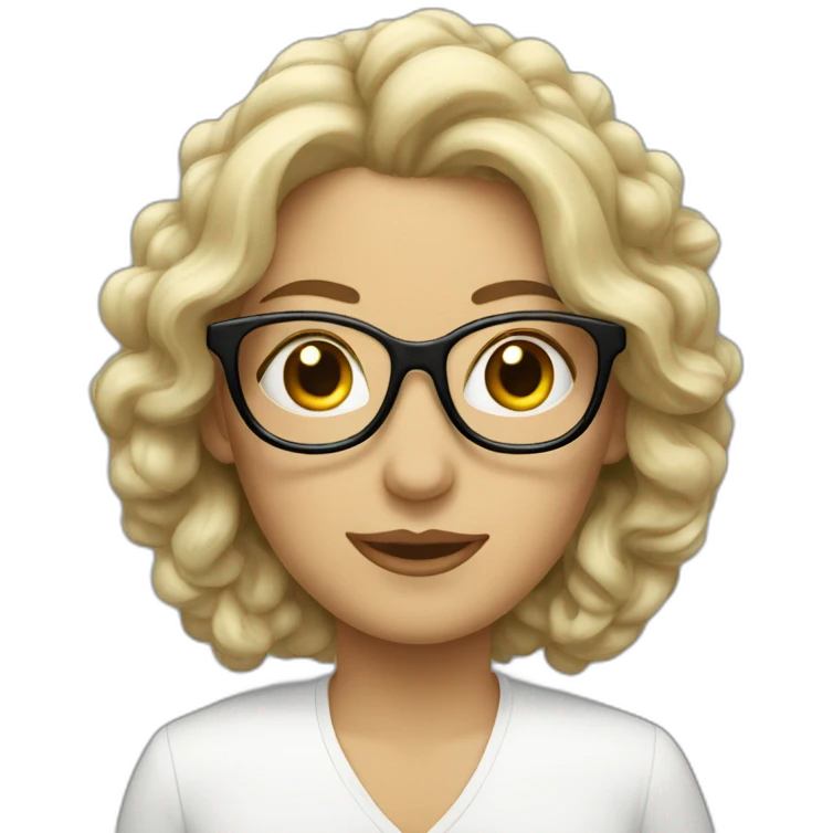 Mujer con moño, gafas de pasta blancas emoji
