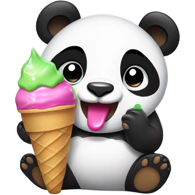 Panda eating ice cream emoji