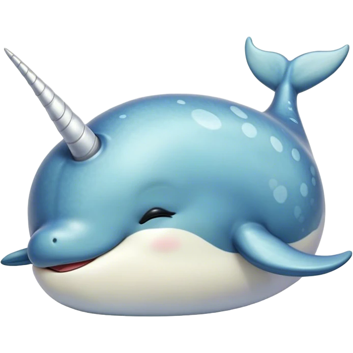 Meme-Worthy Cute Sleeping Narwhal Portrait Emoji, Head resting peacefully with a contented smile, showcasing a streamlined, mottled body with a softly spiraled ivory tusk and eyes gently closed in serene slumber, Simplified yet adorably endearing features, highly detailed, glowing with a soft, drowsy arctic light, high shine, relaxed and utterly lovable, stylized with an air of playful laziness, soft glowing outline, capturing the essence of a sleeping narwhal that feels destined to become the next viral icon of adorable rest! emoji